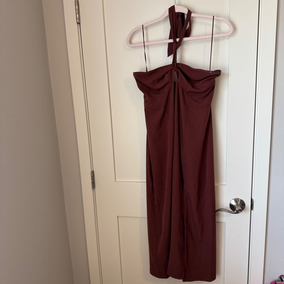 Abercrombie & Fitch Dresses & Skirts - Abercrombie & Fitch Womens Halter Keyhole Midi Dress Mahogany Brown Size LT